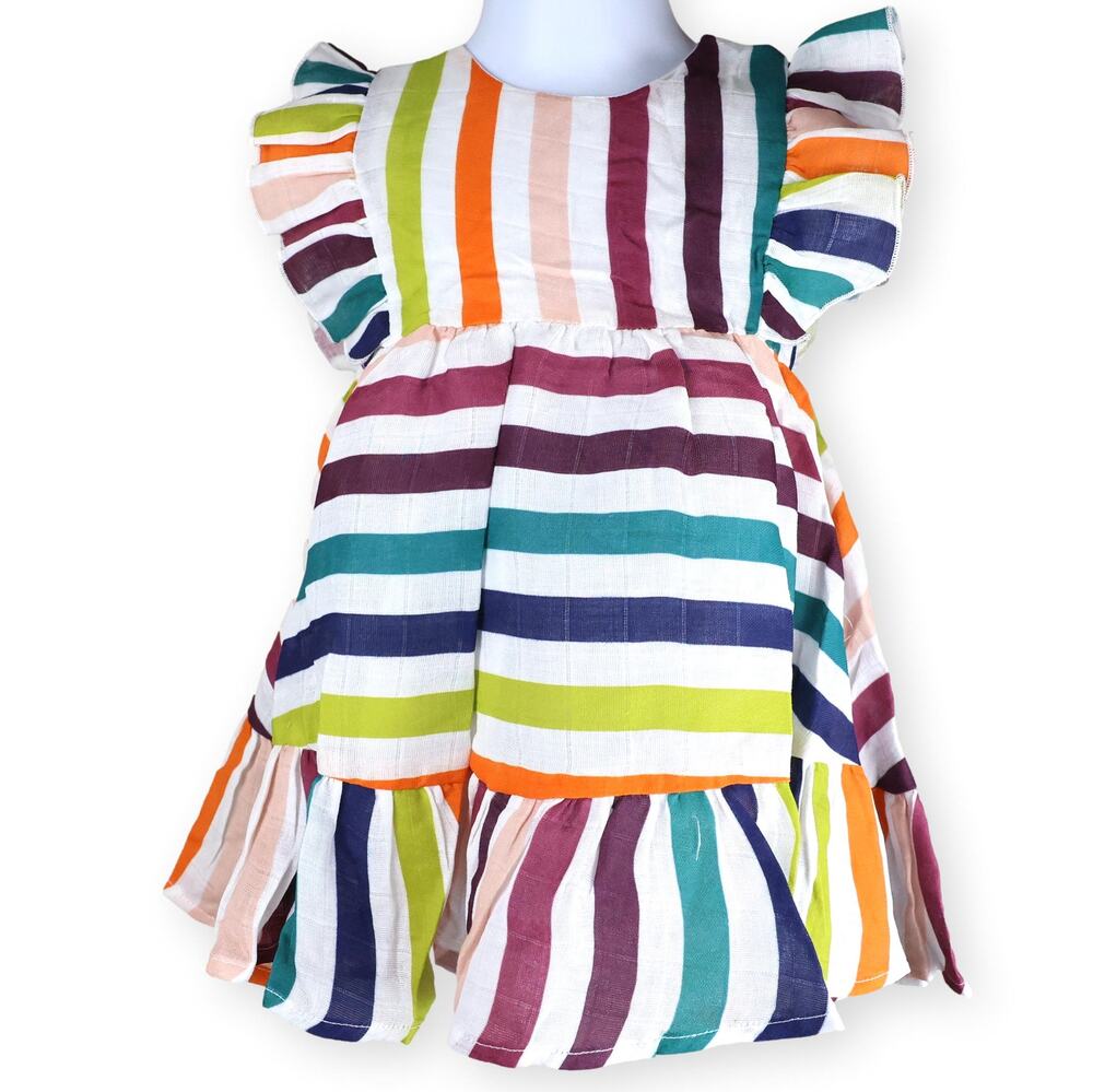 Cheeky Plum Baby Girls Summer Striped Woven Dress 12-18 mos NWT